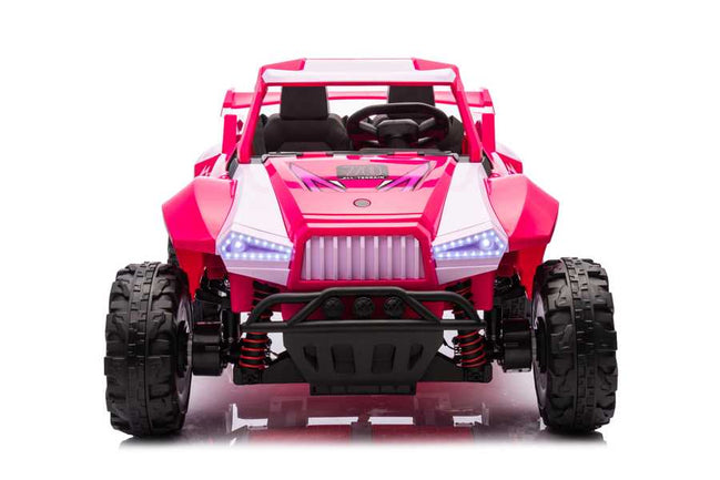 Pink off-road kids ride-on car with LED headlights