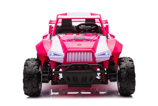 Pink off-road kids ride-on car with LED headlights