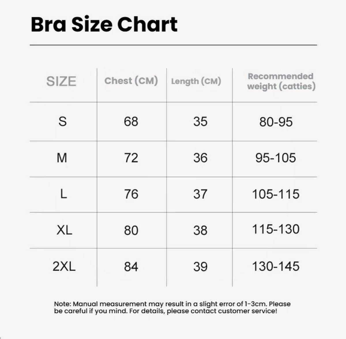 Bra size chart for Yoga Clothes Top - Slim Fit, showing chest measurements, length, and recommended weight for sizes S to 2XL.