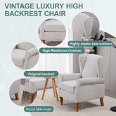 Vintage luxury high backrest chair with detailed features on a light background