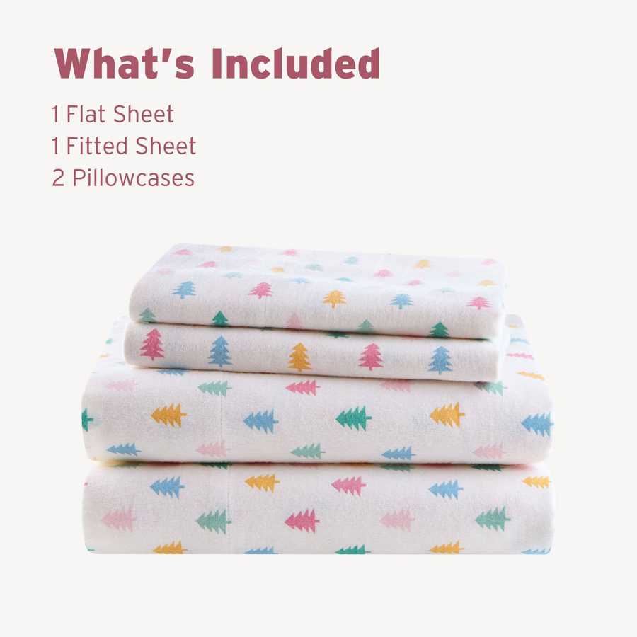 3-Piece Twin XL 100% Cotton Flannel Pigment Printed Sheet Set