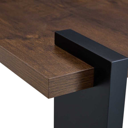 Corner view of Modern Walnut Coffee Table - MDF Style, highlighting precise edge finish and modern silhouette.