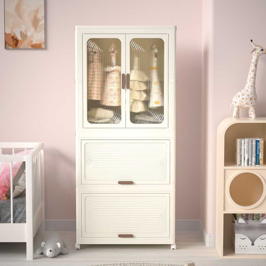 Portable Wardrobe Closet Storage Organizer & Magnetic Doors