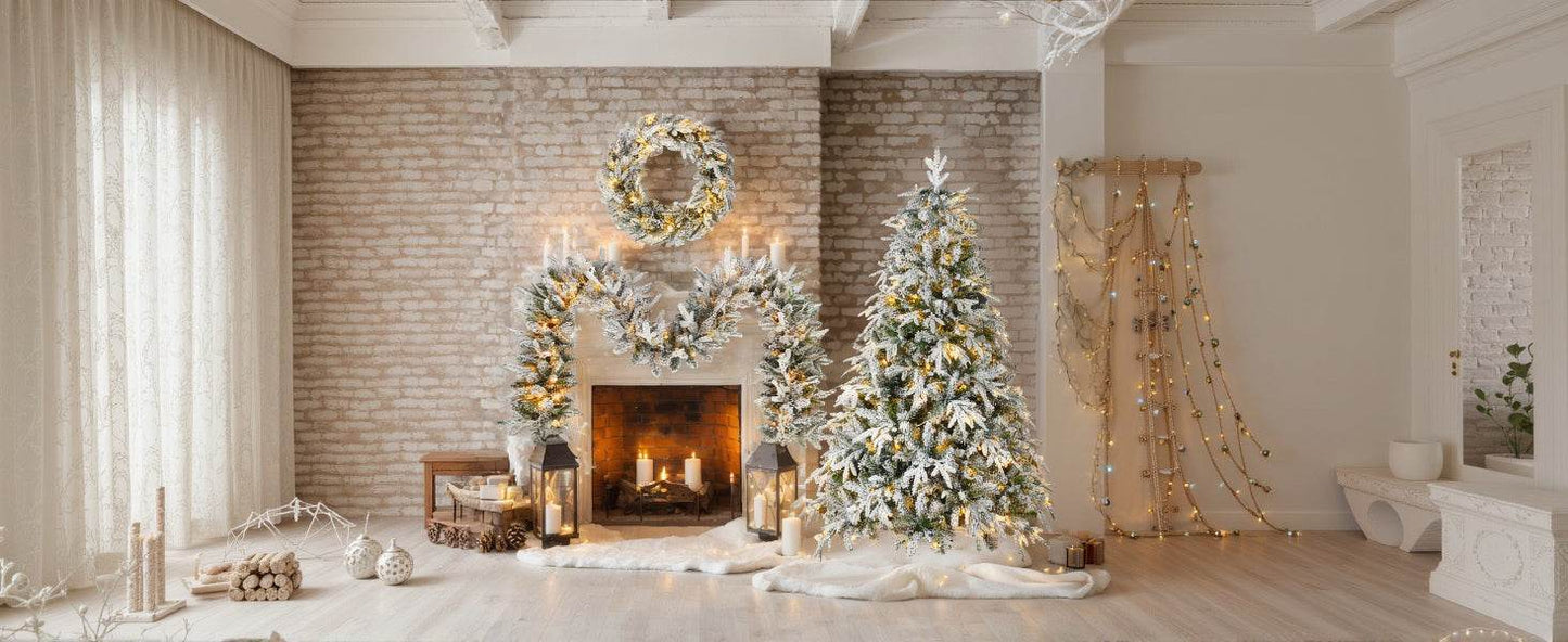 MLNshops Snow Flocked Christmas Decoration Set