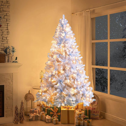 6FT Silver Pre-Lit Christmas Tree, 800 Tips & 300 LED Lights