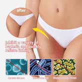Person wearing white underwear with a close-up of skin and text about inhibiting bacteria.