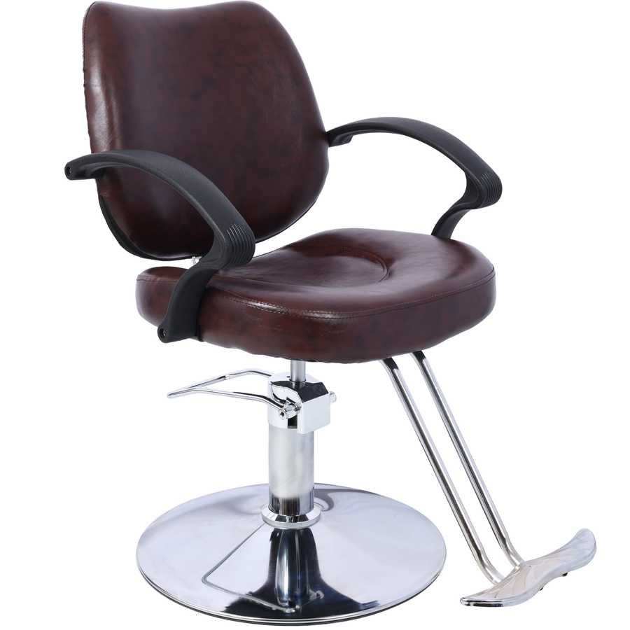 Angled view of Heavy Duty Barber Chair with padded seat, armrests, and footrest, designed for comfort and durability in salons.