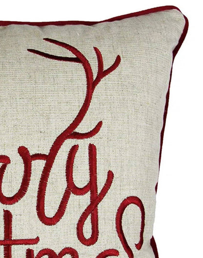 Merry Christmas and Happy New Year Throw Pillow – 20x20 Linen Look with Gold Accents and Insert