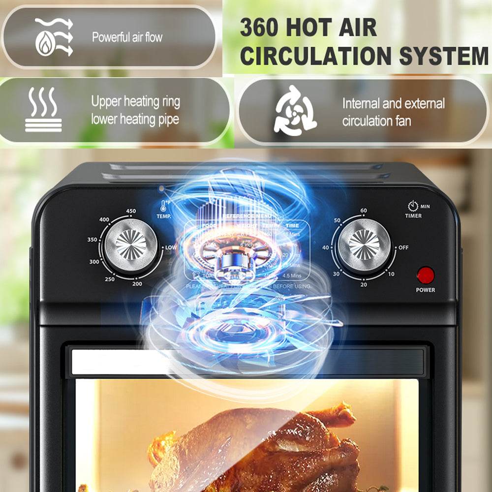 MLNshops Slim air fryer toaster oven for roasting and baking