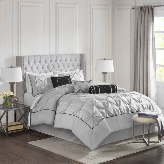 MLNshops 7 piece tufted bedding set Comforter - Light Gray - MLNshops