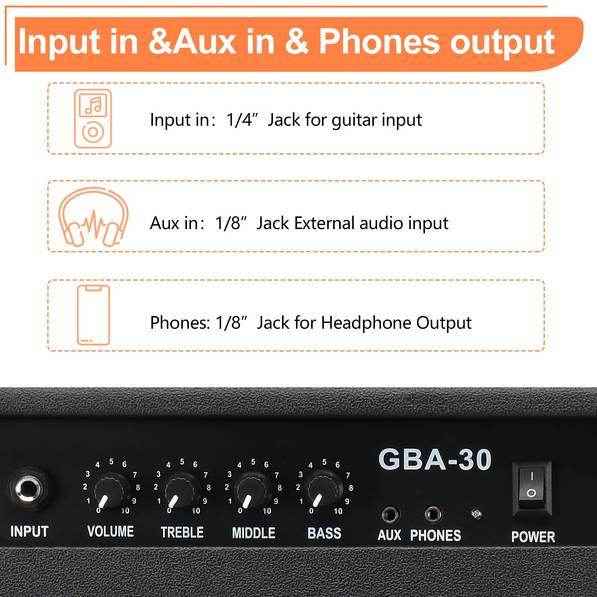 mlnshops GBA-30 Bass Amp - Electric Bass Amplifier