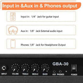 mlnshops GBA-30 Bass Amp - Electric Bass Amplifier