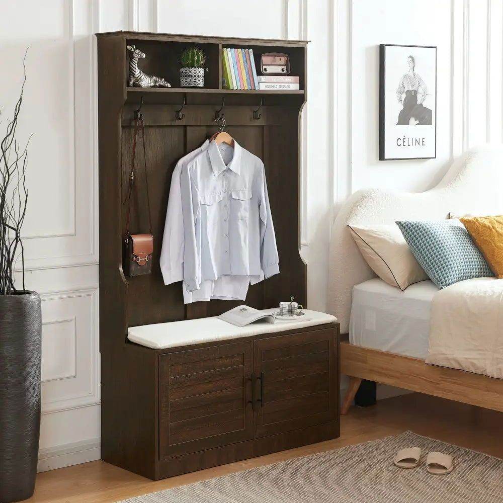 MLNshops Clothes Hook with Storage Bench Shoe Rack