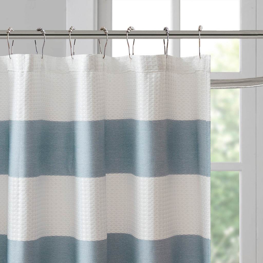 MLNshops Blue Striped Curtain - blue shower curtain 72x72