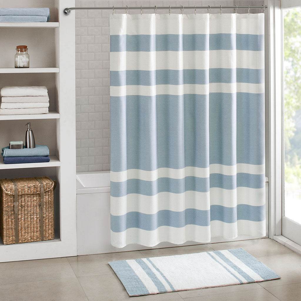 MLNshops Blue Striped Curtain - blue shower curtain 72x72 Default