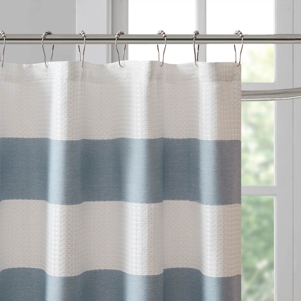 MLNshops Blue Striped Curtain - blue shower curtain 72x72