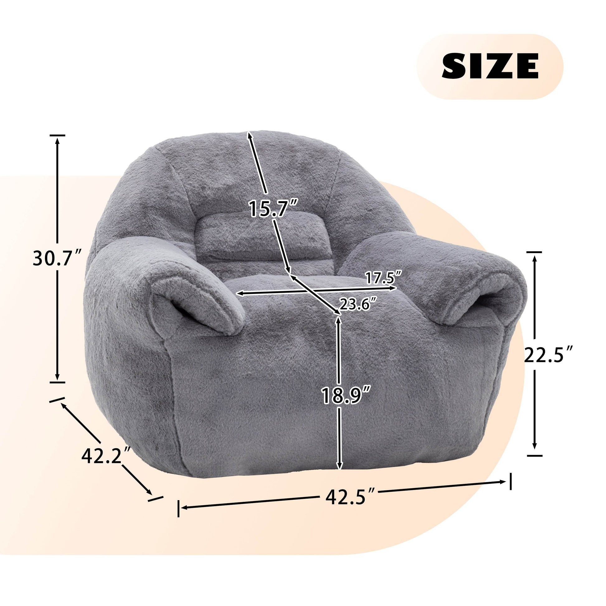 MLNshops Comfy Bean Bag Chair with Back Support