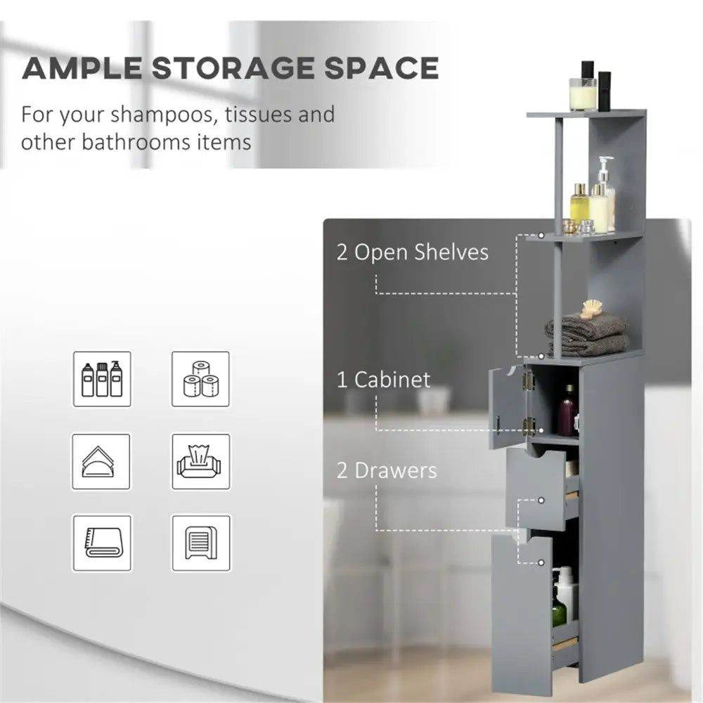 MLNshops Compact Bathroom Storage Solution - Grey Cabinet