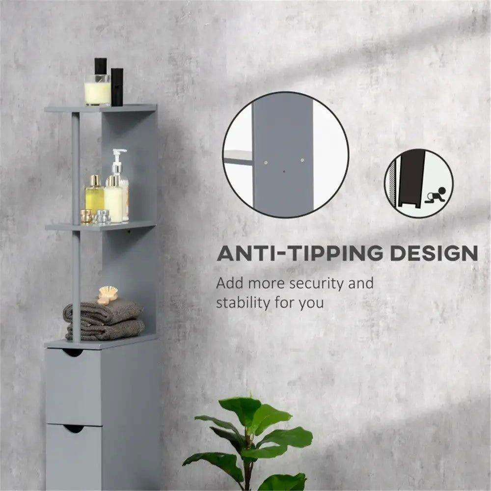 MLNshops Compact Bathroom Storage Solution - Grey Cabinet