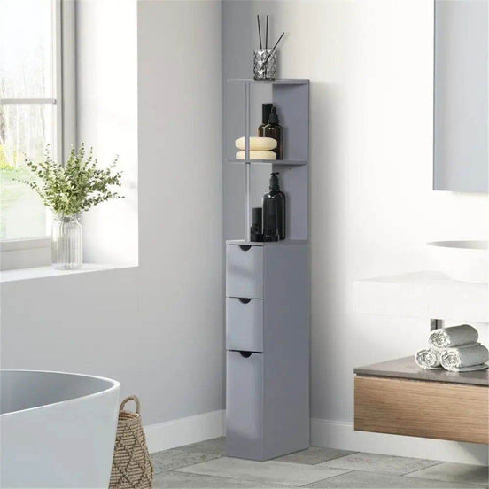MLNshops Compact Bathroom Storage Solution - Grey Cabinet