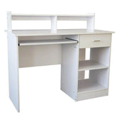 MLNshops Compact Computer Desk with Shelves - White