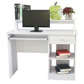 MLNshops Compact Computer Desk with Shelves - White