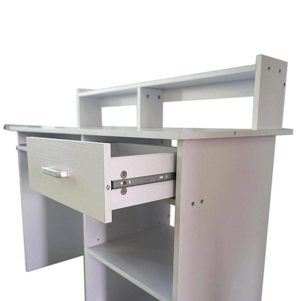 MLNshops Compact Computer Desk with Shelves - White
