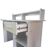 MLNshops Compact Computer Desk with Shelves - White