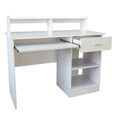MLNshops Compact Computer Desk with Shelves - White