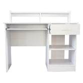 MLNshops Compact Computer Desk with Shelves - White