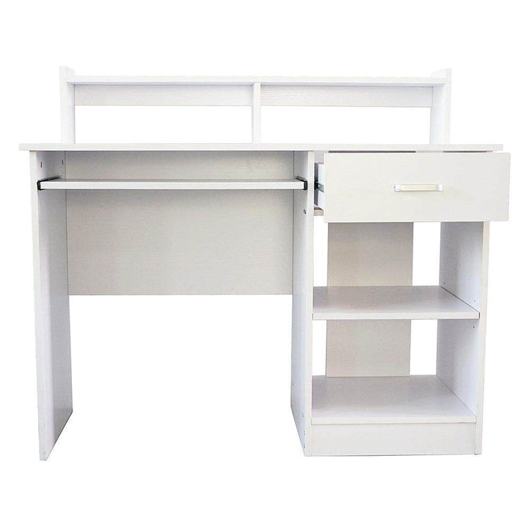 MLNshops Compact Computer Desk with Shelves - White