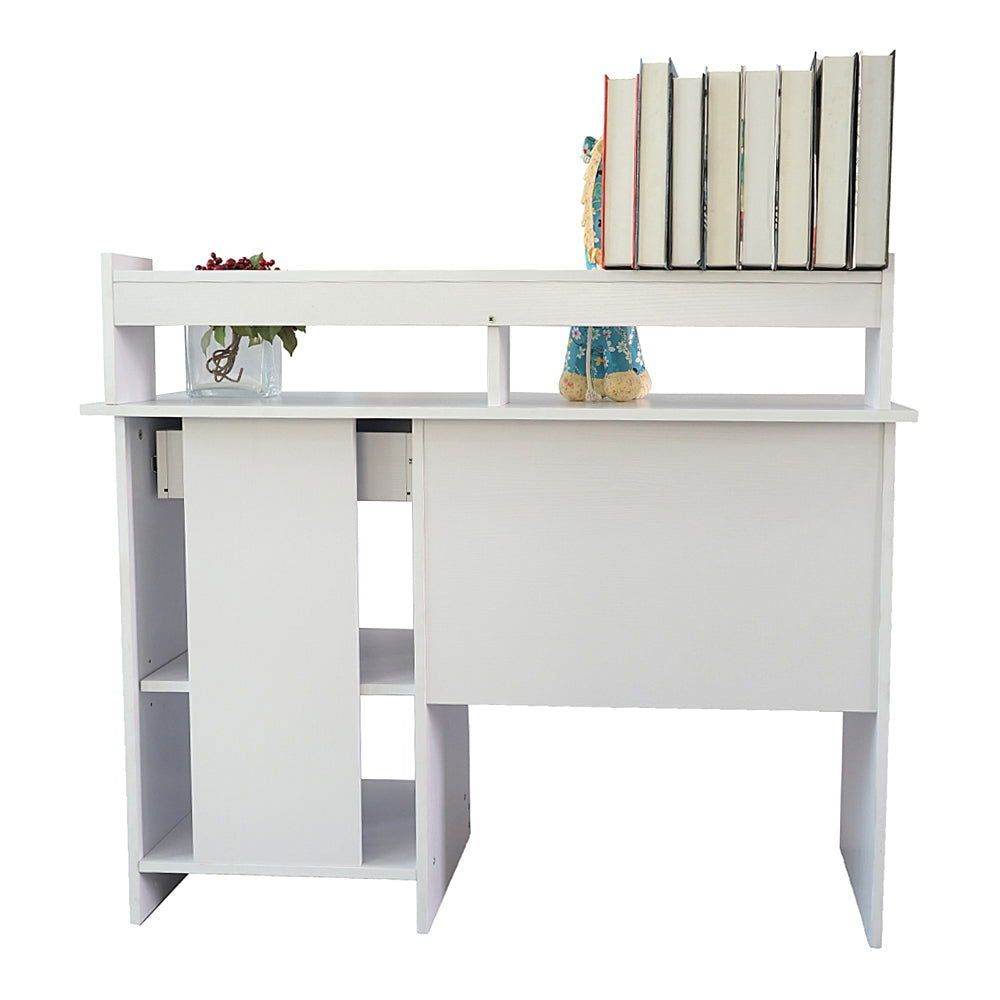 MLNshops Compact Computer Desk with Shelves - White