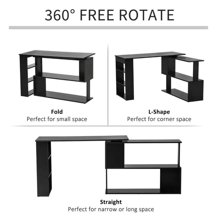 MLNshops Compact Home Office Desk with Storage Shelves