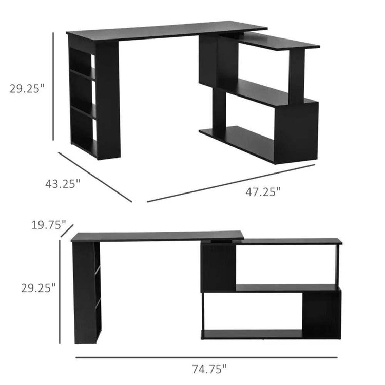 MLNshops Compact Home Office Desk with Storage Shelves