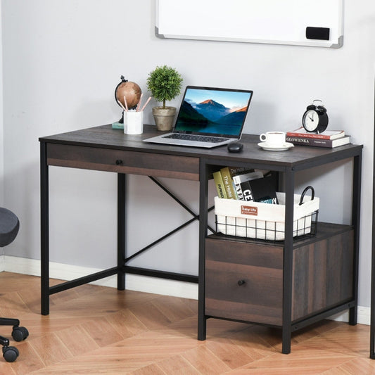 Computer Desk/ Office Writing Desk  -  Walnut Brown MLNshops]