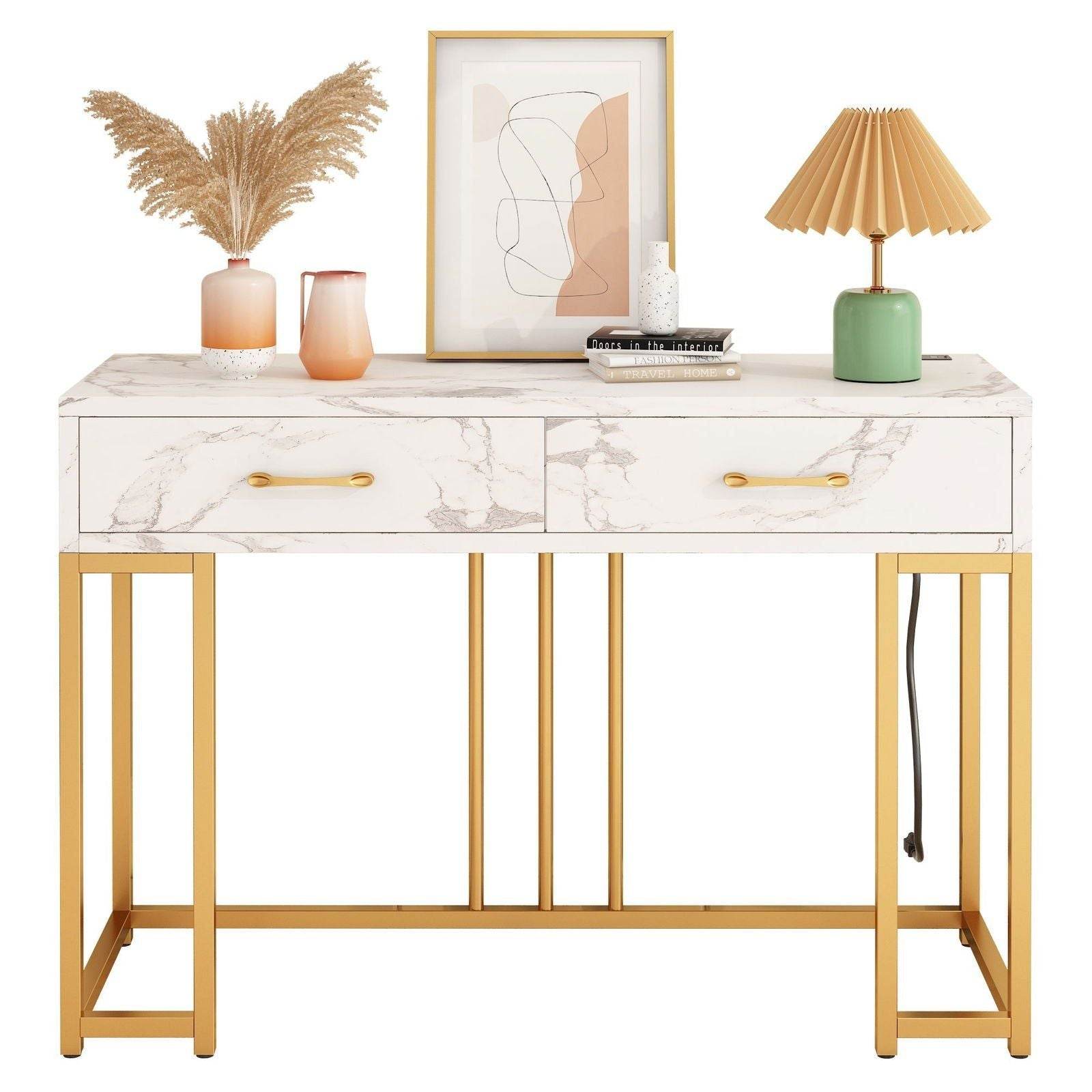 MLNshops Console Table with Outlets and Modern Design