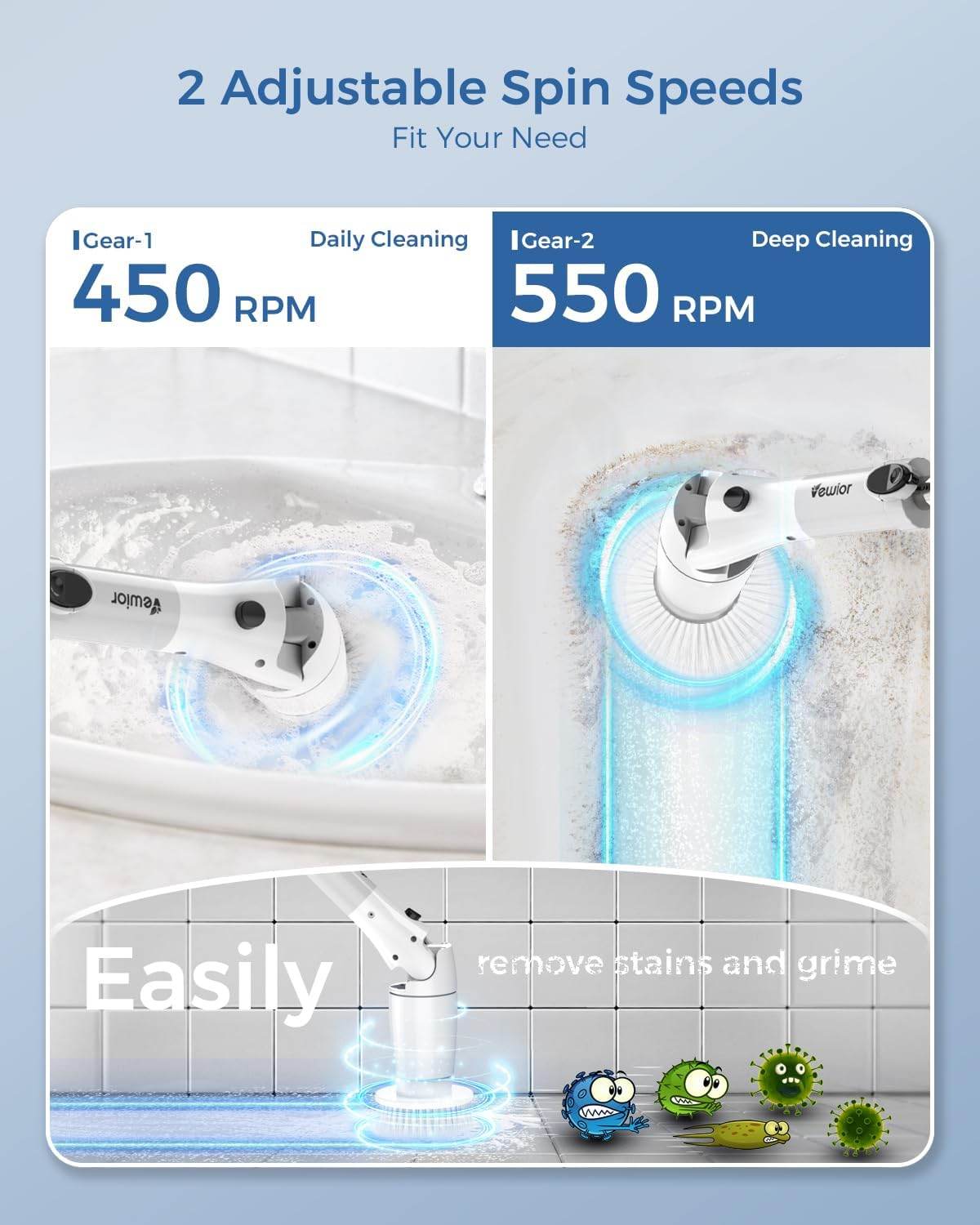 MLNshops Cordless Cleaning Brush for Bathroom Scrubbing