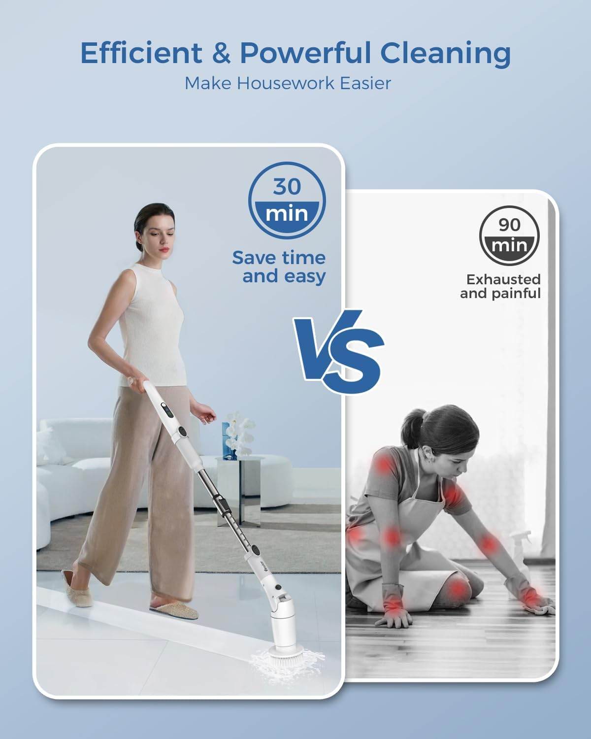 MLNshops Cordless Cleaning Brush for Bathroom Scrubbing