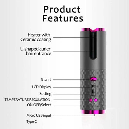 MLNshops Cordless Hair Curler for Effortless Curls