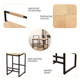 MLNshops Counter Height Bar Stools Set of 2 with Wood Seat