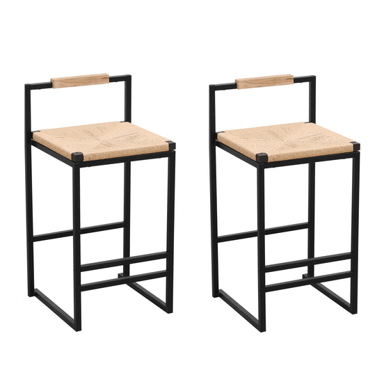 MLNshops Counter Height Bar Stools Set of 2 with Wood Seat Default