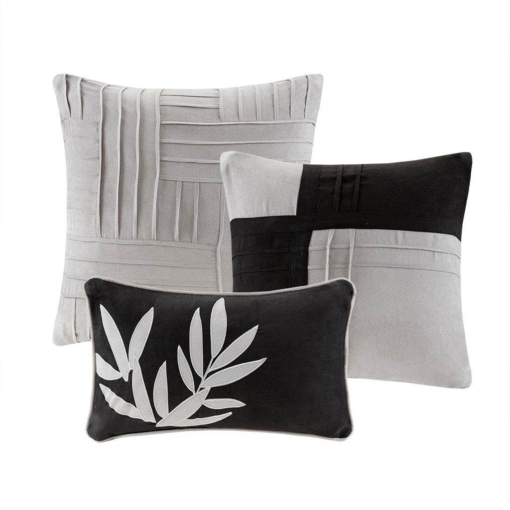 MLNshops Luxury Gray Striped 7 piece comforter set full size