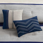 MLNshops 7 piece bedding set king size - Navy Gray Comforter