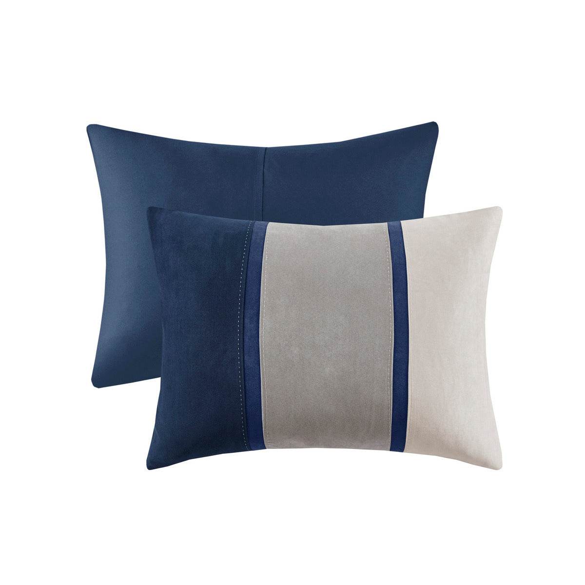 MLNshops 7 piece bedding set king size - Navy Gray Comforter