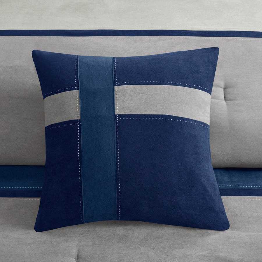 MLNshops 7 piece bedding set king size - Navy Gray Comforter