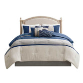 MLNshops 7 piece bedding set king size - Navy Gray Comforter