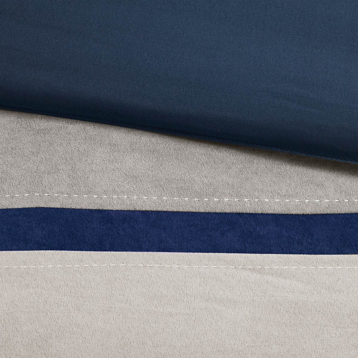 MLNshops 7 piece bedding set queen size Navy Gray Comforter