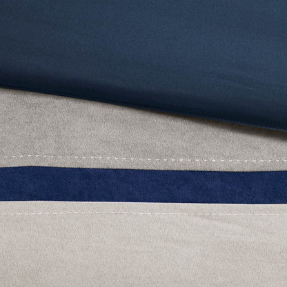 MLNshops 7 piece bedding set queen size Navy Gray Comforter