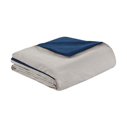 MLNshops 7 piece bedding set queen size Navy Gray Comforter