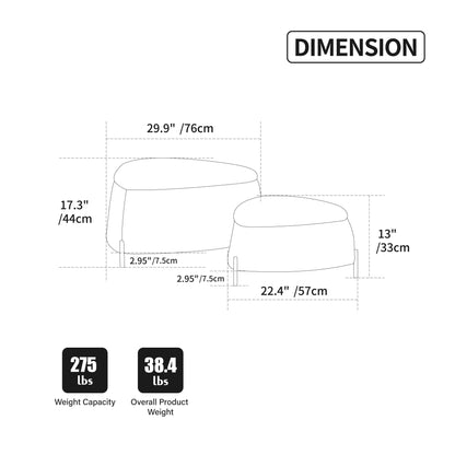 MLNshops plush black faux fur storage ottoman set 2pc